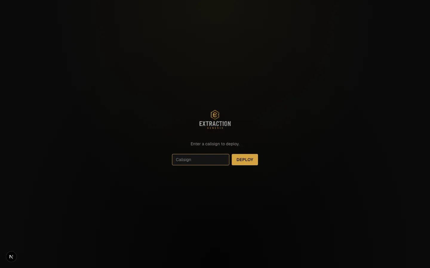 Extraction deploy screen, where a player enters a callsign before dropping in