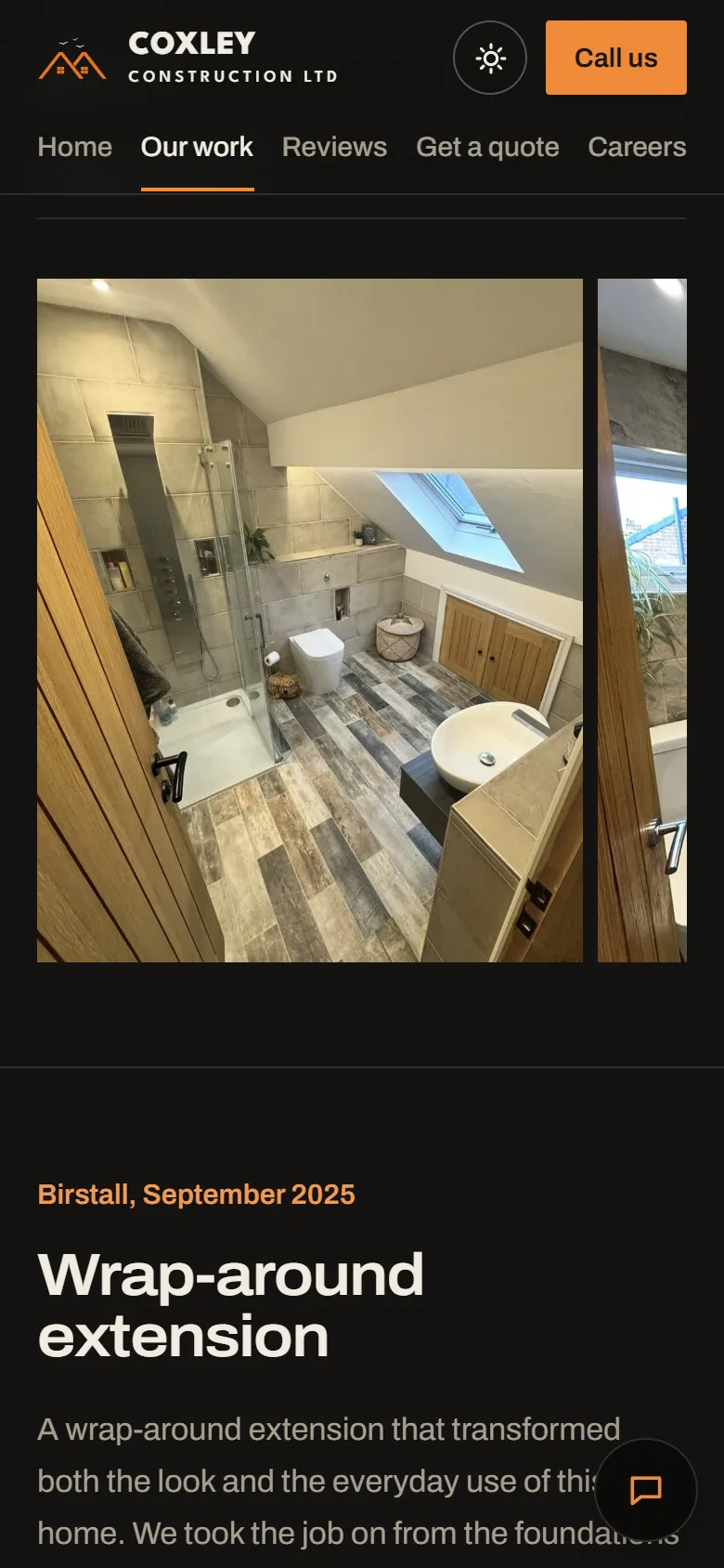 Project photos on a phone in a sideways swipe